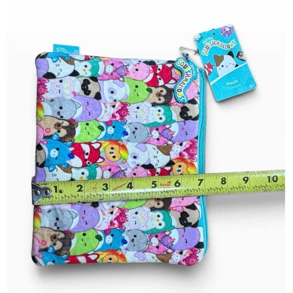 Squishmallows Plush Zipper Pouch All Over Print Cam Fifi Winston Makeup Bag NEW